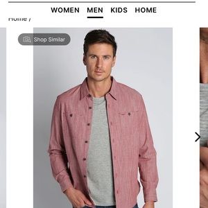 Jachs NY Red L Stretch Slub Chambray Shirt